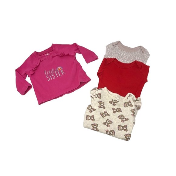 Baby Girl's - 1 Sweatshirt and 3 Body Suits - Size 3-6 Month‎ - Picture 1 of 8